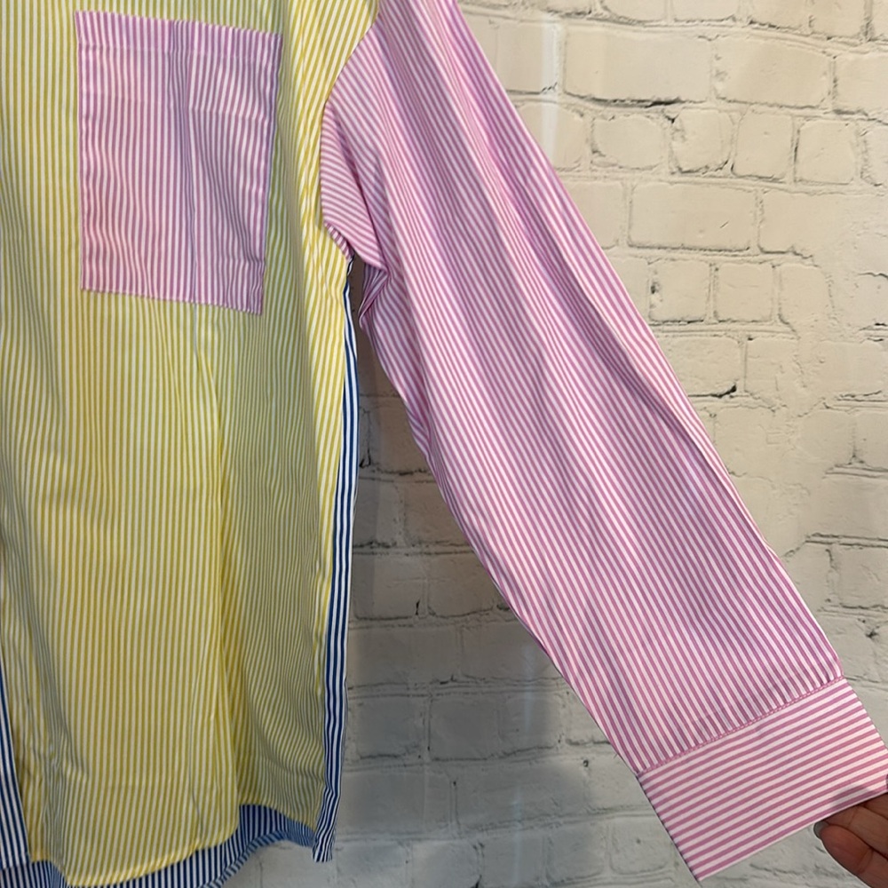 Amazon New color block pinstriped button down shirt - Picture 4 of 8